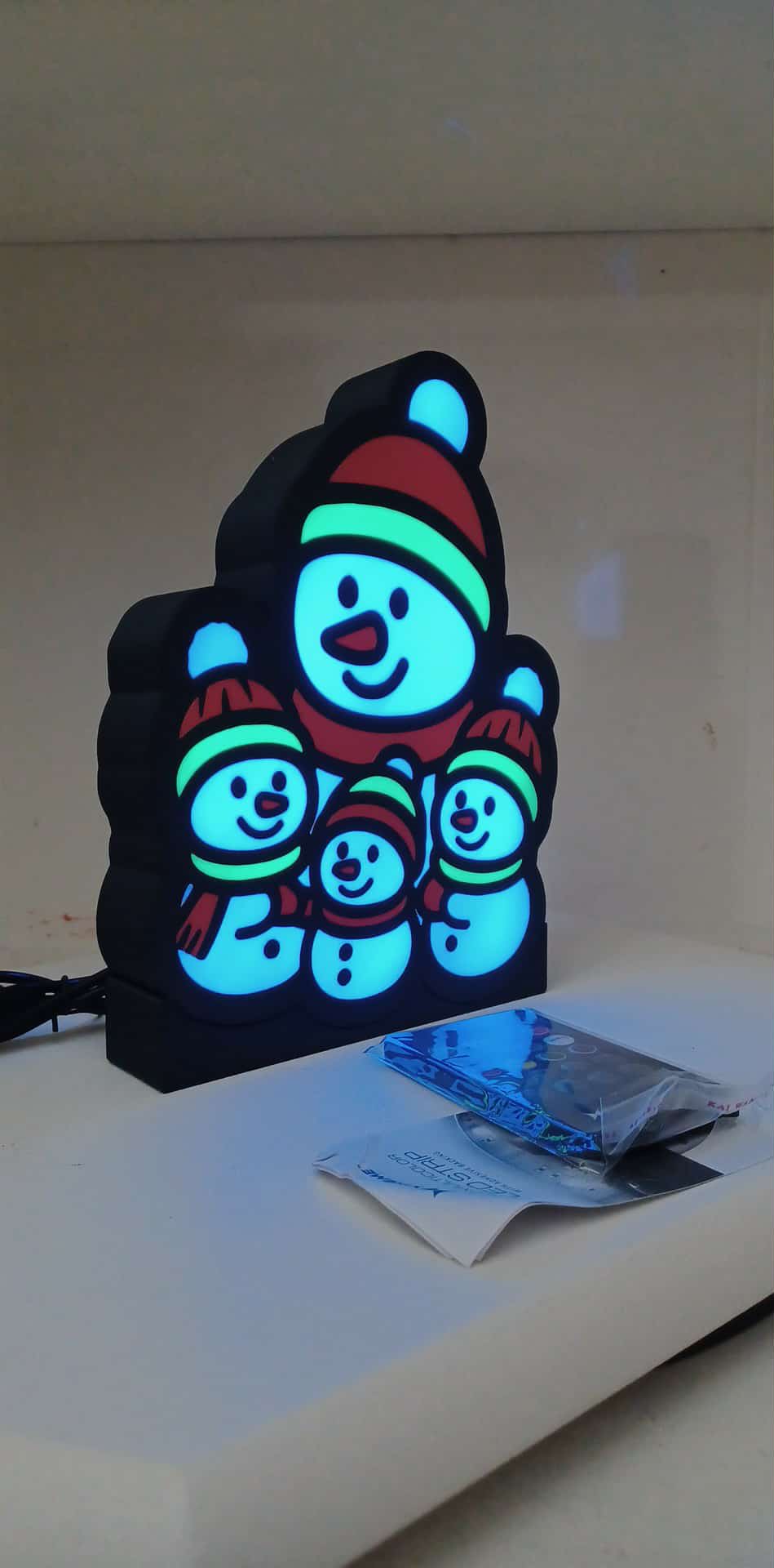 Snowman Family LED light box – custom 3D printed – Lit Layer Creations